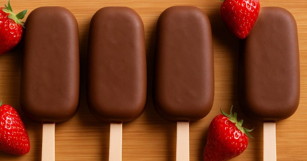Picolé Sensação Sabor morango com chocolate
