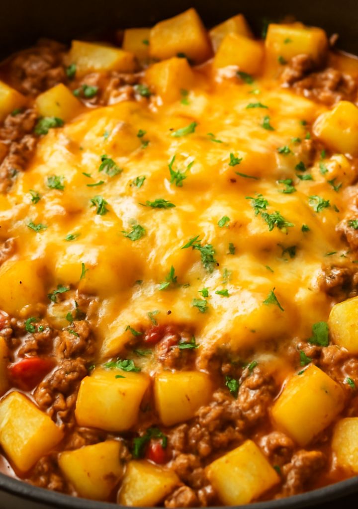 Batata com carne moída e Queijo