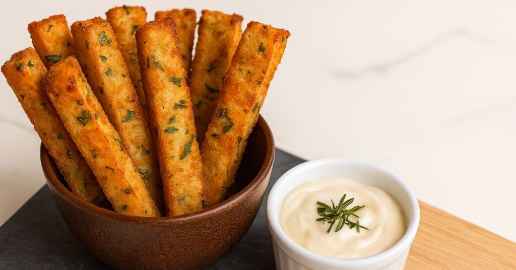 Palitinhos de batata crocante e molho