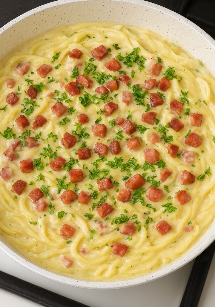 Espaguete Cremoso com Calabresa e Queijo