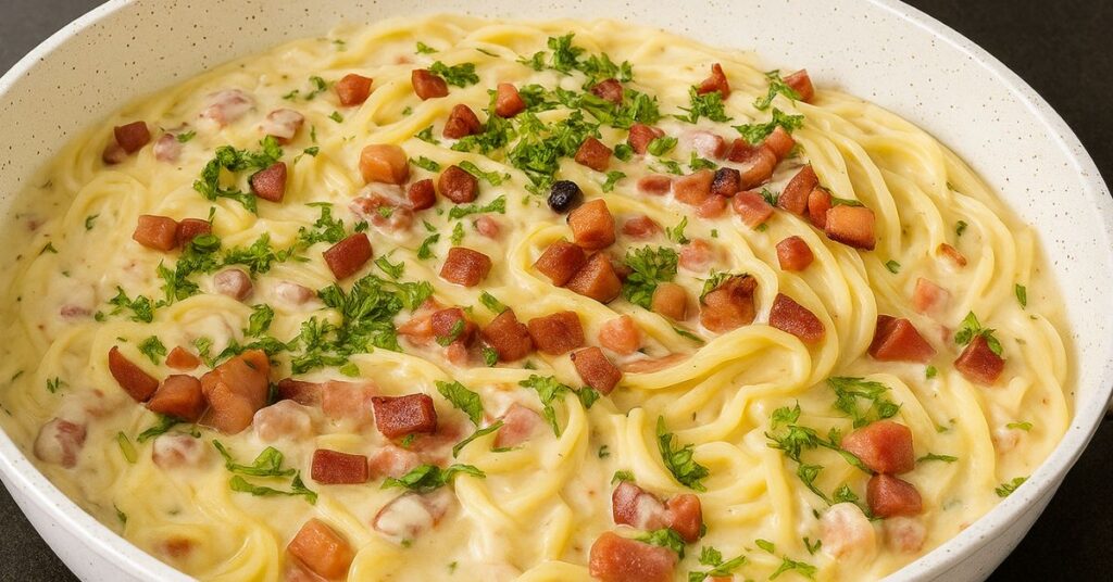 Macarrão espaguete com molho branco