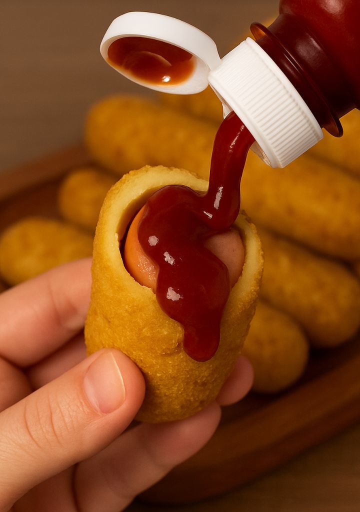Enroladinho de Salsicha com ketchup