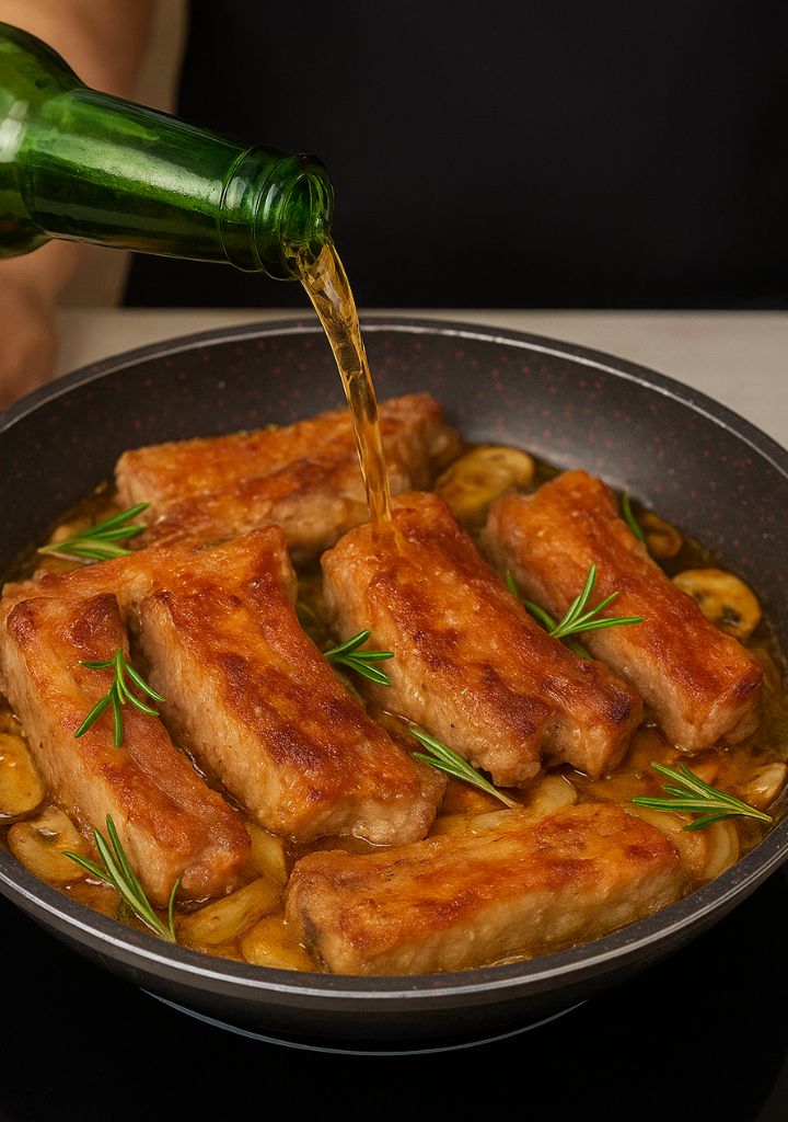 🍖 Costela de Porco na Cerveja com Champignon — Sabor Intenso e Suculento! 😍