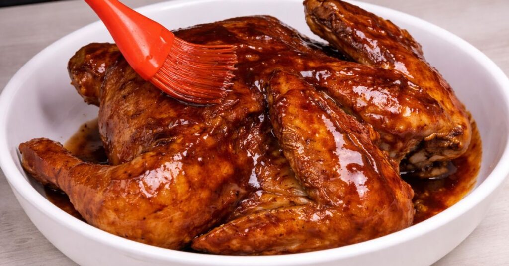 Frango aberto assado