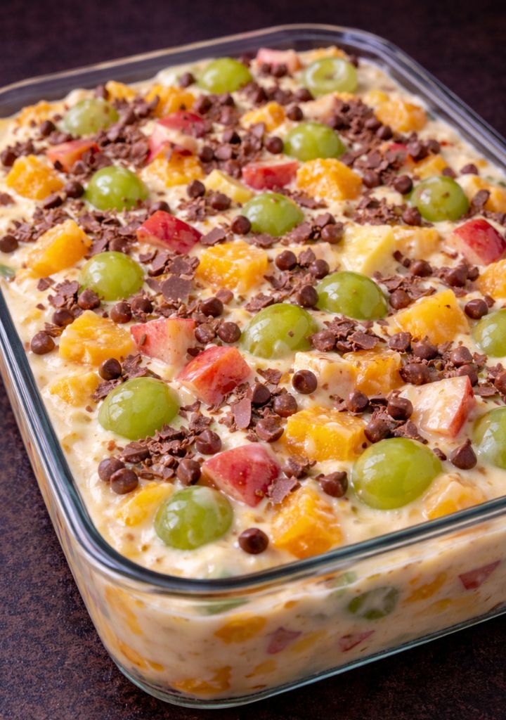 Sobremesa de Frutas com chocolate
