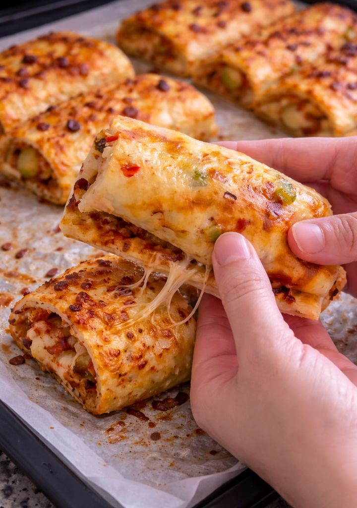 Rolinho de pizza no forno