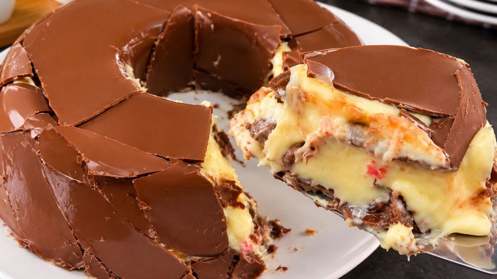 pudim de chocolate partido